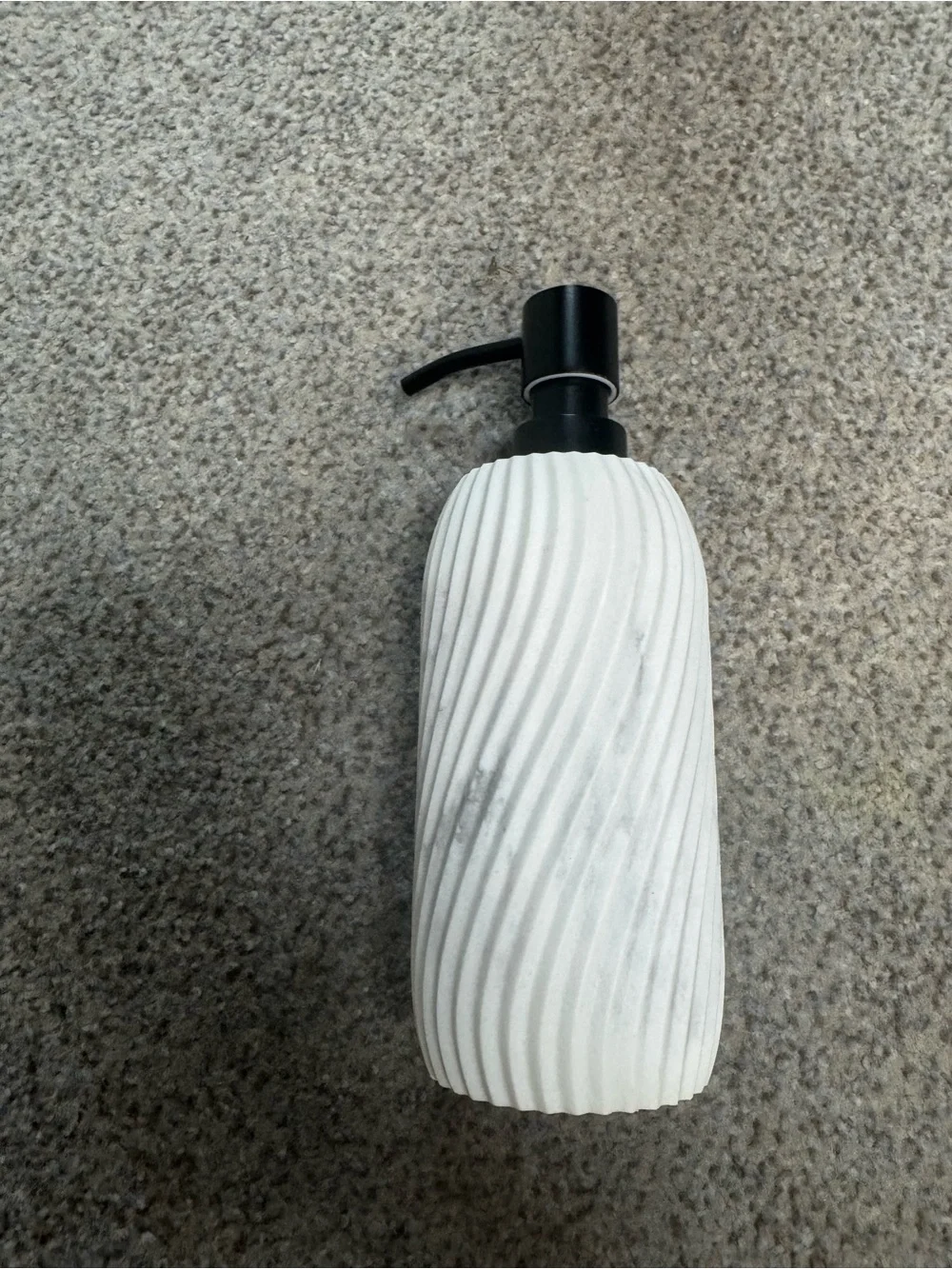 White Ceramic Soap Dispenser with Black Pump